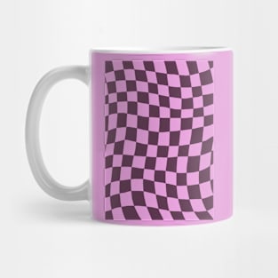 Dark Purple and Pink Distorted Warped Checkerboard Pattern I Mug